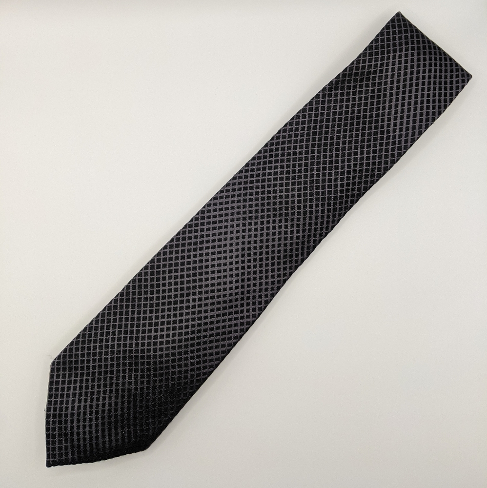 Calvin Klein - Black Diagonal Grid Pattern Men's Neck Tie